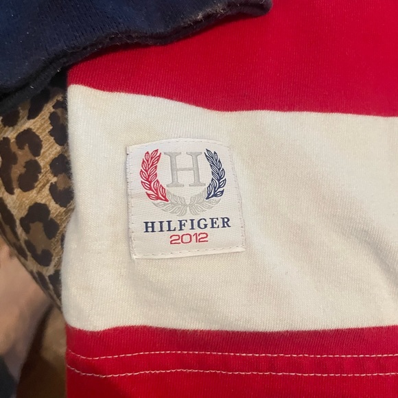 VTG Tommy Hilfiger Colorblock big patch multicolor Polo slim fit XXl - Picture 6 of 9